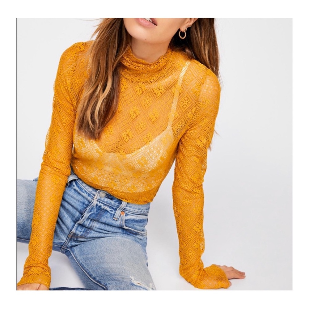 (2 for $20) Free People Sweet Memories Lace Turtleneck